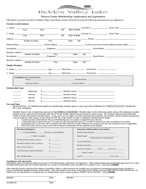 Google Hidden Valley Lake Fitness Center Membership Application and Agreement Form