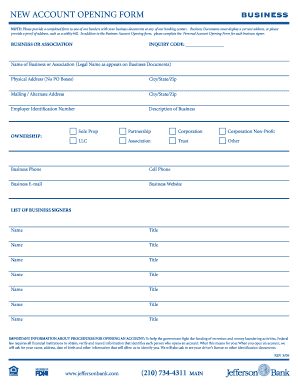  Business Account Application Form 2009