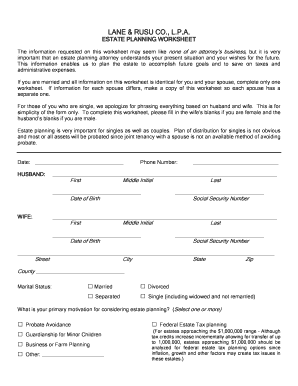 Estate Planning Printable Form