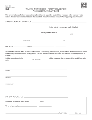 No Administrator Affidavit  Form