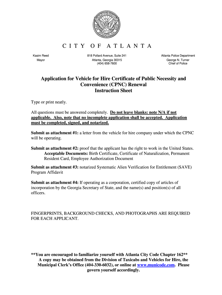 Atlanta Cpnc Renewal Application Form