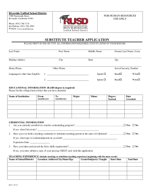 Substituteteacherapplication Form