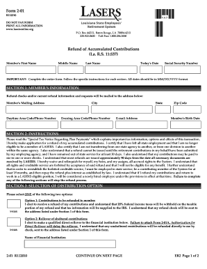 Lasersonline Refund of Accumulated Contributions Form