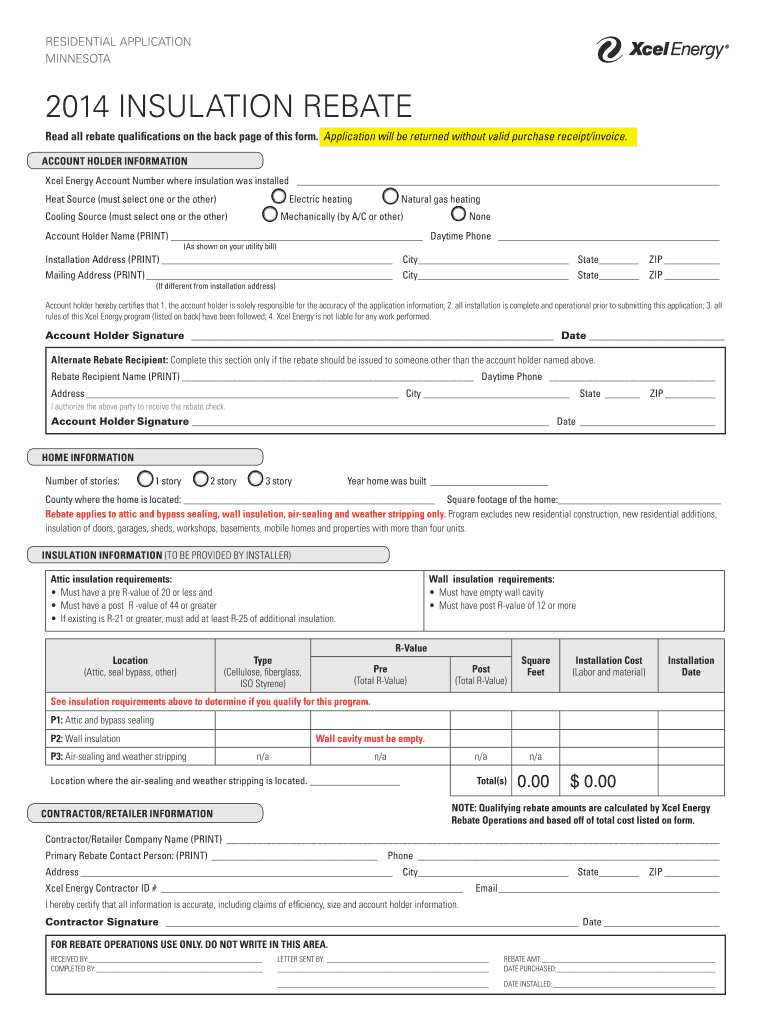 Xcel Insulation Rebate Fill Out And Sign Printable PDF Template SignNow