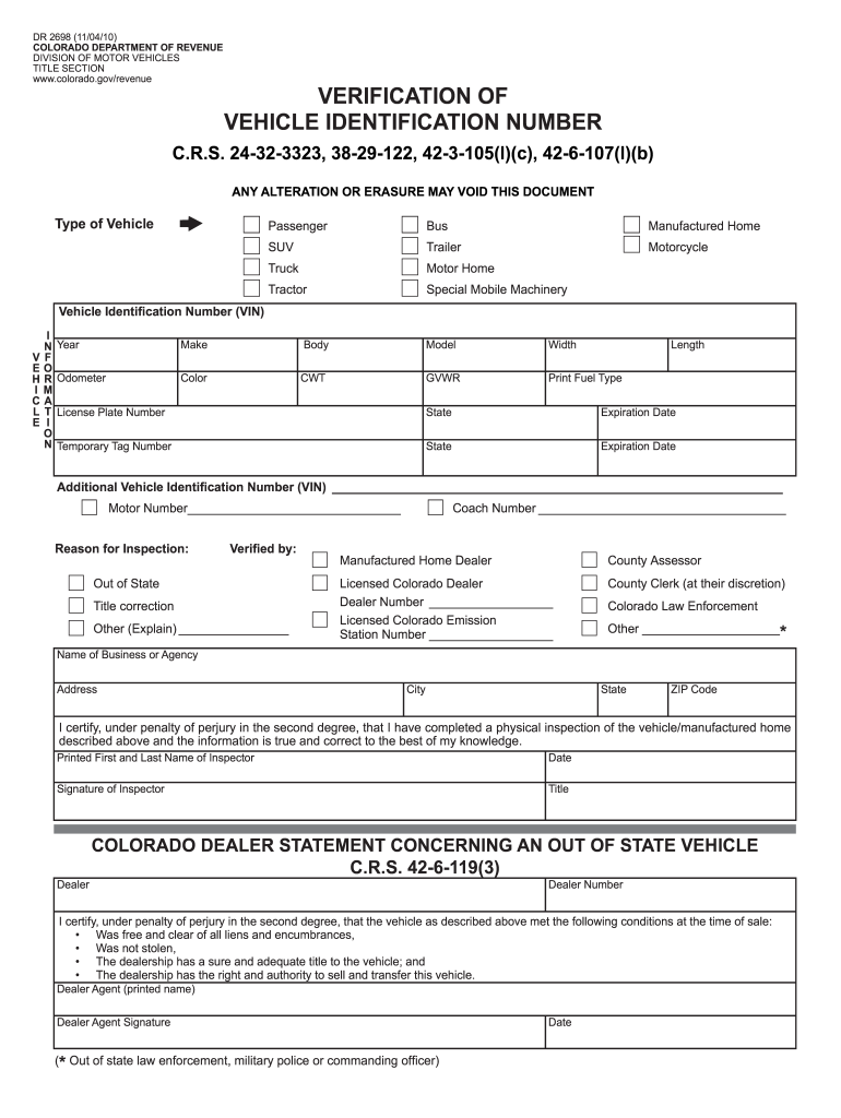 Vehicle Verification  Form