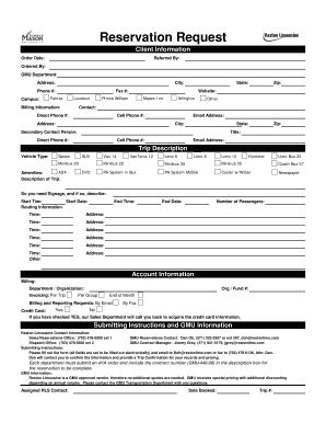 Limo Reservation Template  Form
