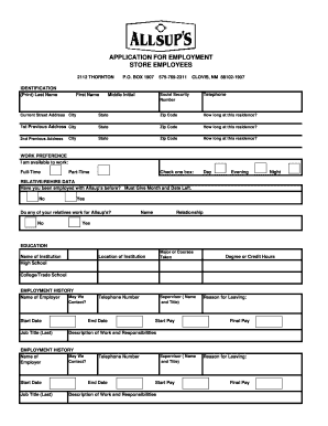 Allsups Application  Form