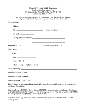 Montville Township Health Department  Form
