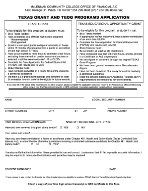 Texas Grant  Form