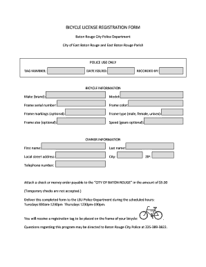 Bicycle Registration Form