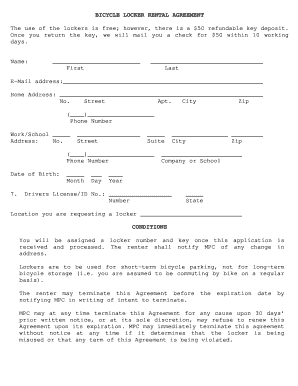 Simple Bike Rental Agreement  Form