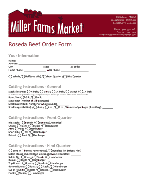Meat Order Form Template