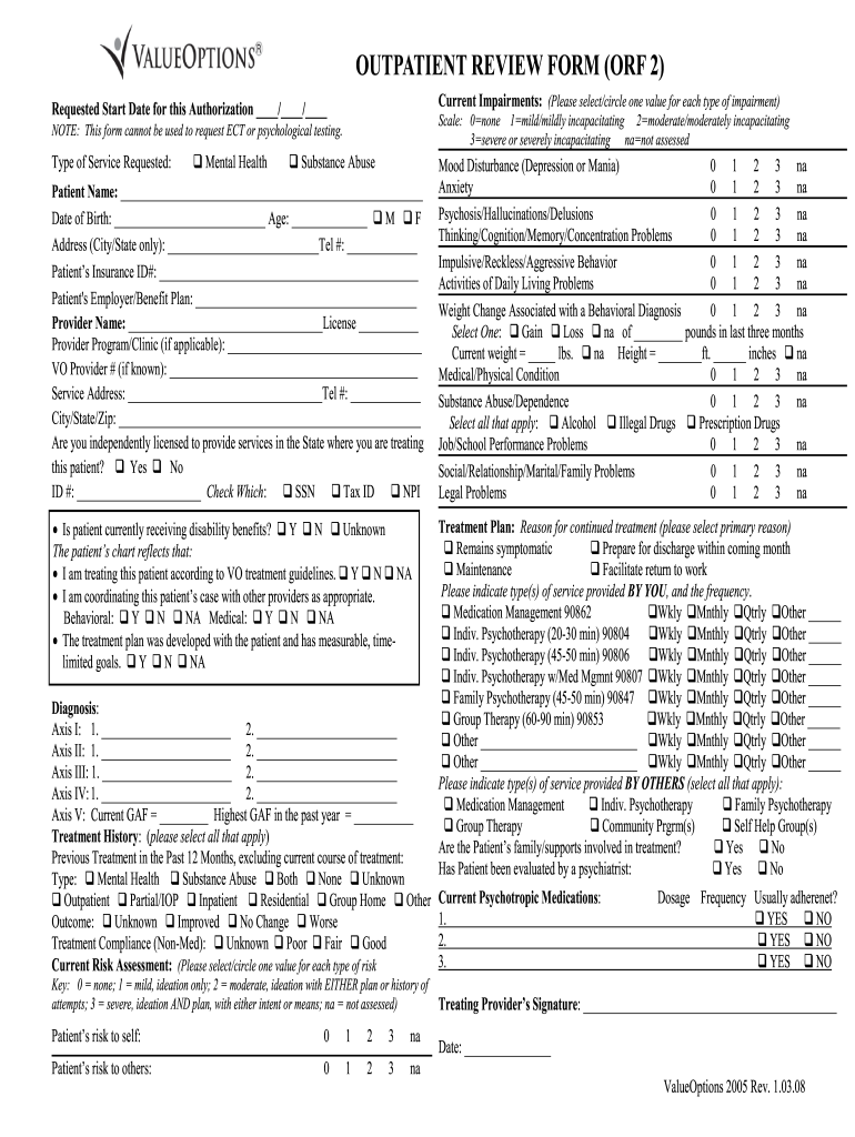 Get and Sign Value Options Outpatient Review Form 2008
