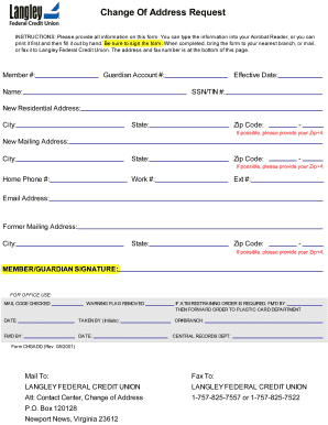 Change of Address Form Langley Federal Credit Union Langleyfcu