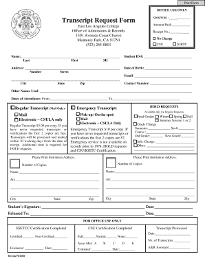 Elac Transcripts  Form