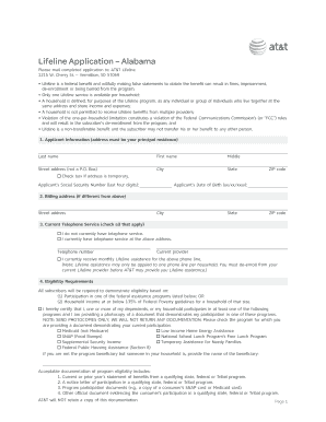 Get and Sign Alabama Lifeline Application 2012-2022 Form