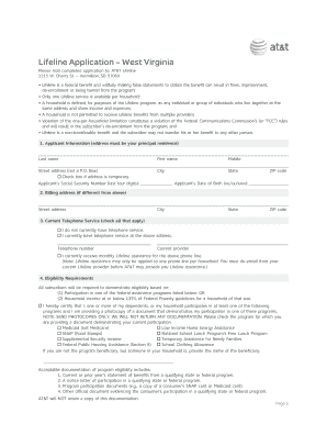  Att Lifeline Wv Form 2012