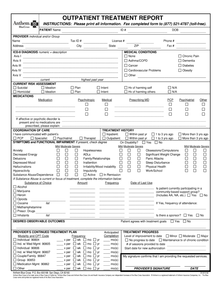 Get and Sign Outpatient Form 2012