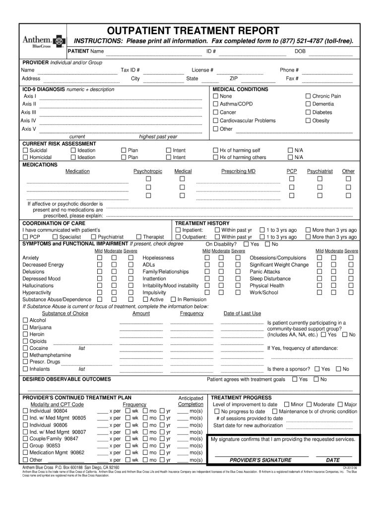  Outpatient Form 2012