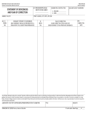 Cms Plan of Correction Example  Form