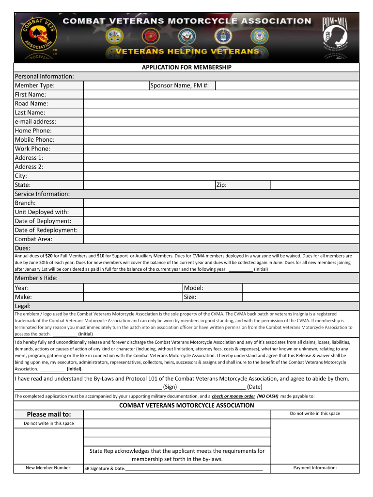 Cvma Application  Form