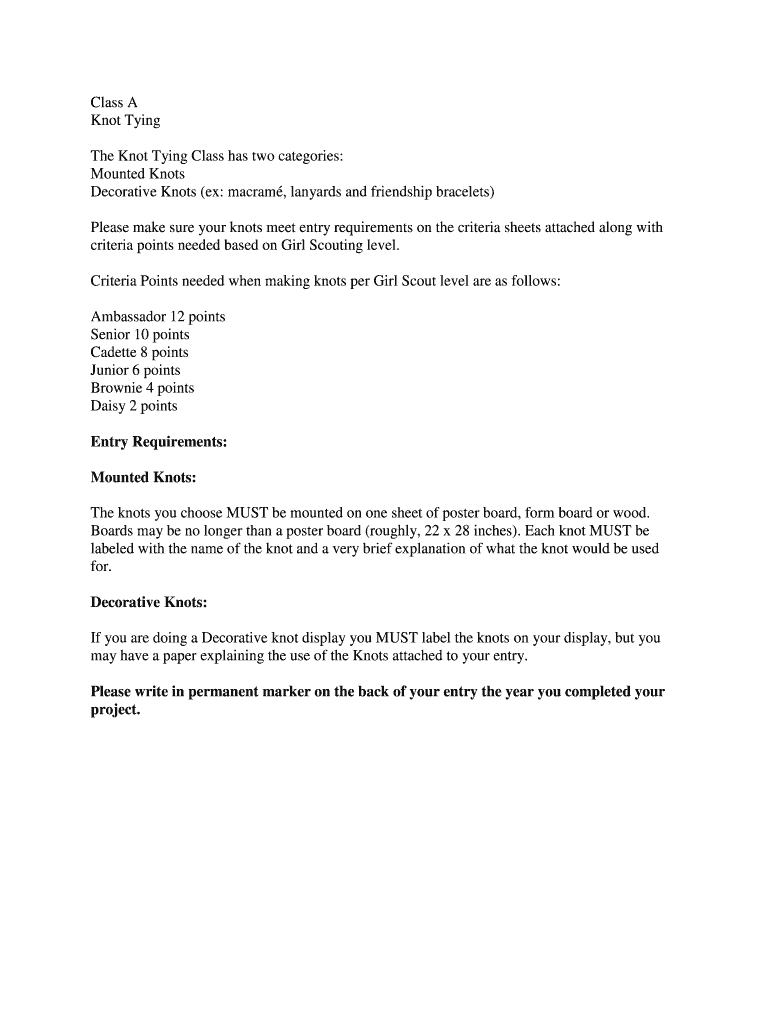 Class a Knot Tying the Knot Tying Class Has Two Categories Fairbanksgirlscouts  Form