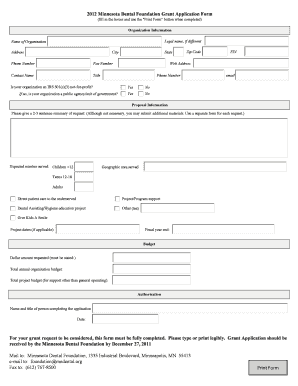 Grant Application Minnesota Dental Association Mndental  Form