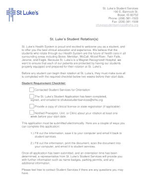 St Luke&#039;s Student Rotations Washington  Form