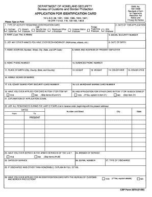 Application for Identification Card  Form