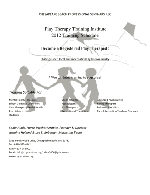 Play Therapy Training Institute Training Schedule  Form