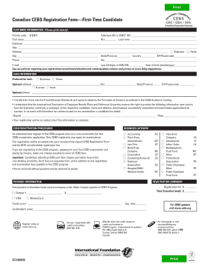 Canadian CEBS First Time Candidate Registration Form Ifebp