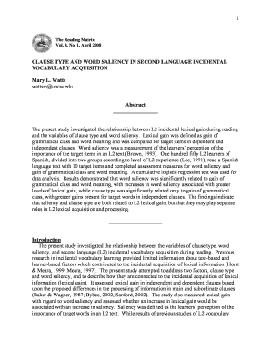 CLAUSE TYPE and WORD SALIENCY in SECOND LANGUAGE  Form