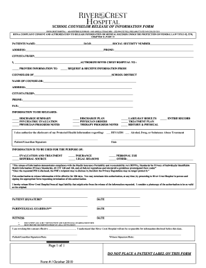 Counseling Release of Information Template