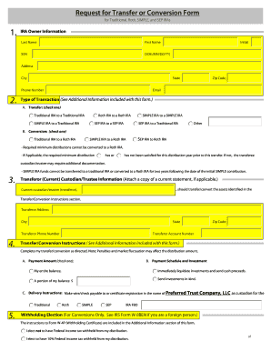 Request for Transfer or Conversion Form