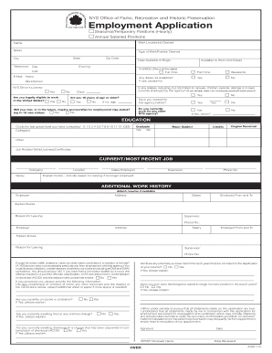 Employment Application Parks Ny  Form