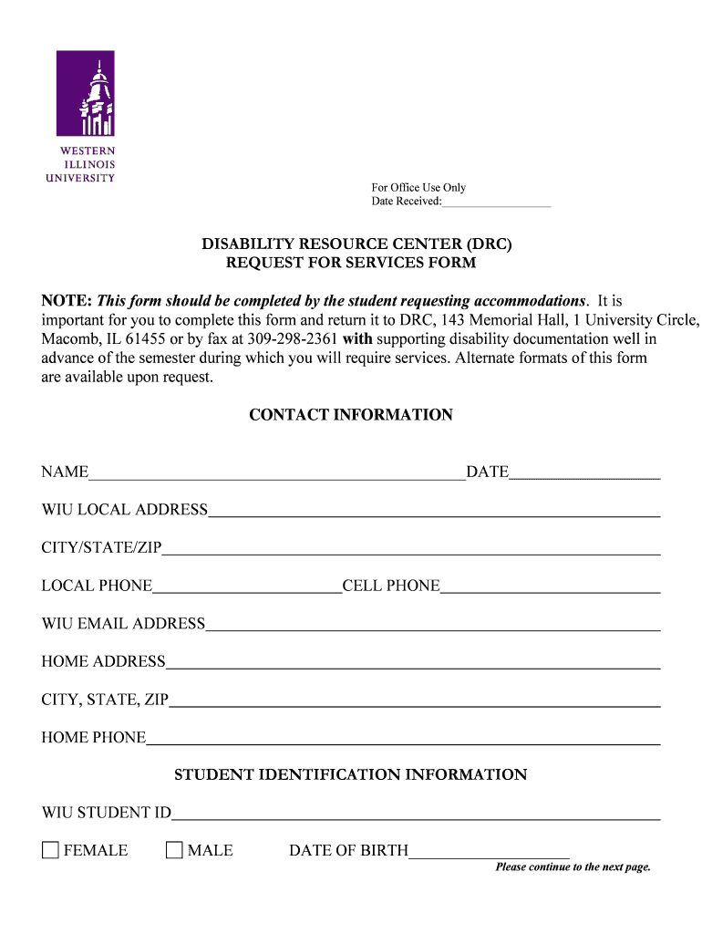 Request for Services Form Wiu