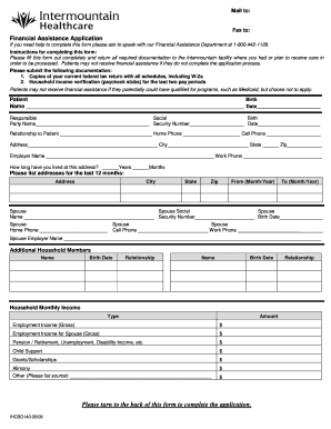 Intermountain Financial Assistance  Form