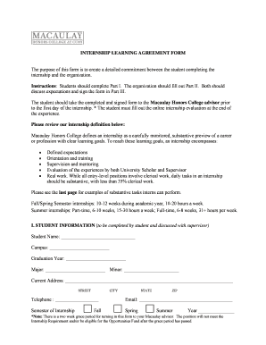 College Learning Agreement Form
