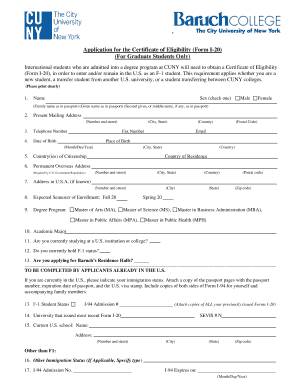  Application for the Certificate of Eligibility Baruch College CUNY Baruch Cuny 2012