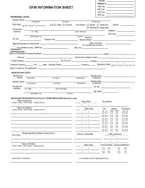 Info Sheet Sample  Form