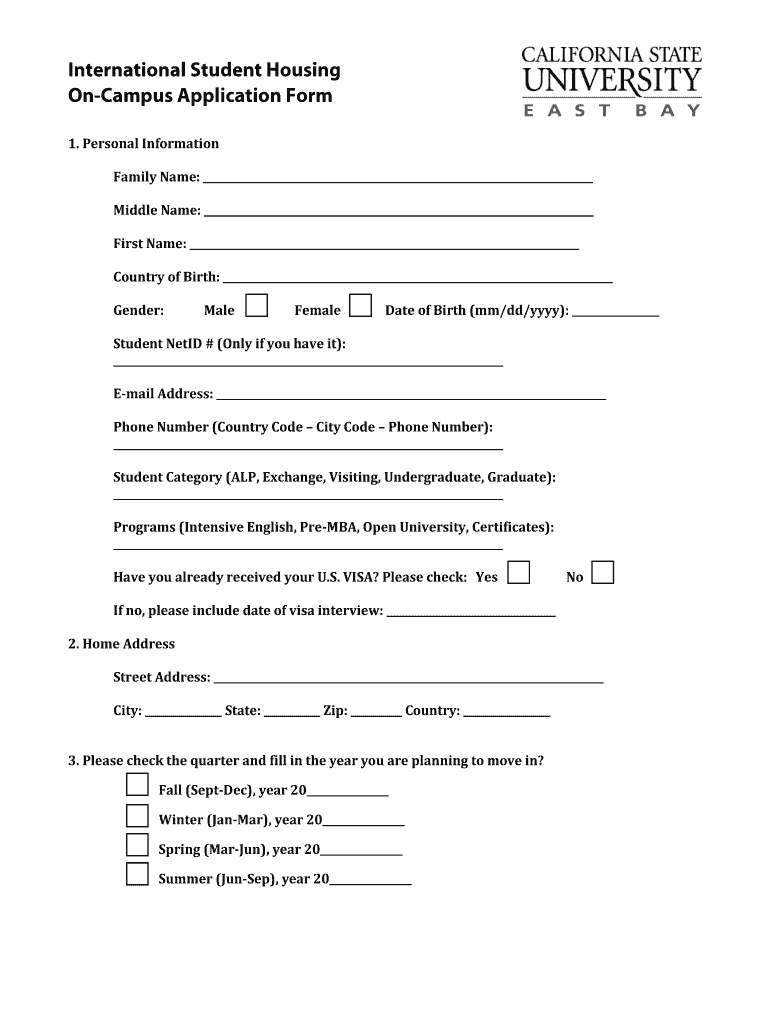 1 Personal Information Family Name Middle Name Csueastbay