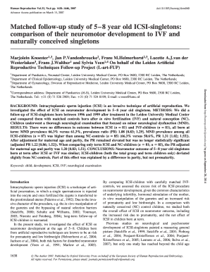 Matched Follow Up Study of 5 8 Year Old ICSI Singletons Humrep Oxfordjournals  Form