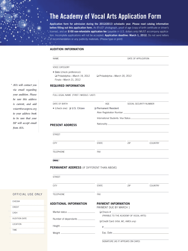 Application Form for Admission during the 20122013 Scholastic Year