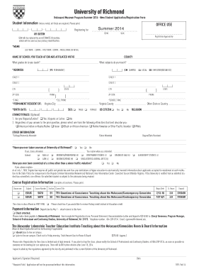 University of Richmond Spcs Richmond  Form