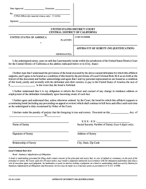 CLEAR FORM Date Approved by Extension G AUSA G PSA Officer for Material Witness Only Signature UNITED STATES DISTRICT COURT CENT