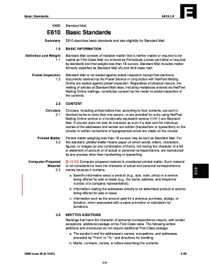 DMM E610 Basic Standards USPS  Form