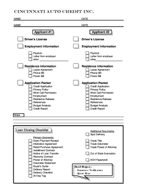 CINCINNATI AUTO CREDIT Credit Application DATE Wednesday  Form