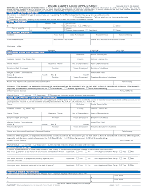 HOME EQUITY LOAN APPLICATION  Form