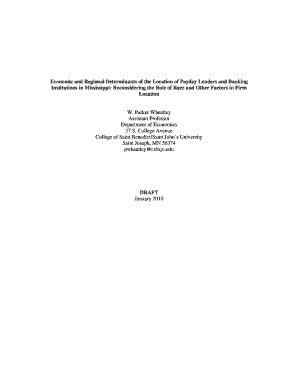 Economic and Regional Determinants of the Location of Payday Documents Apec Umn  Form