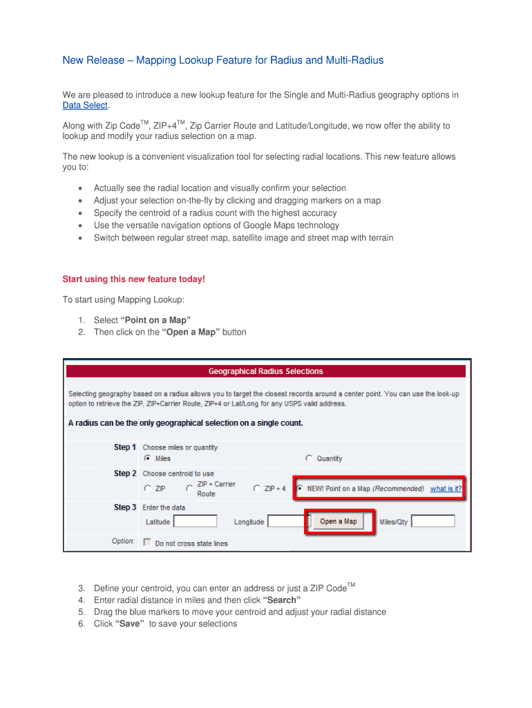 New Release Mapping Lookup Feature for Radius and Experian  Form